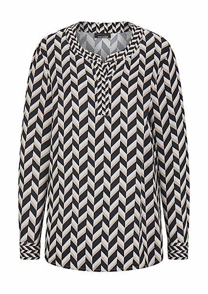 GOLDNER Schlupfbluse "Grafische Viskosebluse mit Rundhals" Seitennahtschlit günstig online kaufen