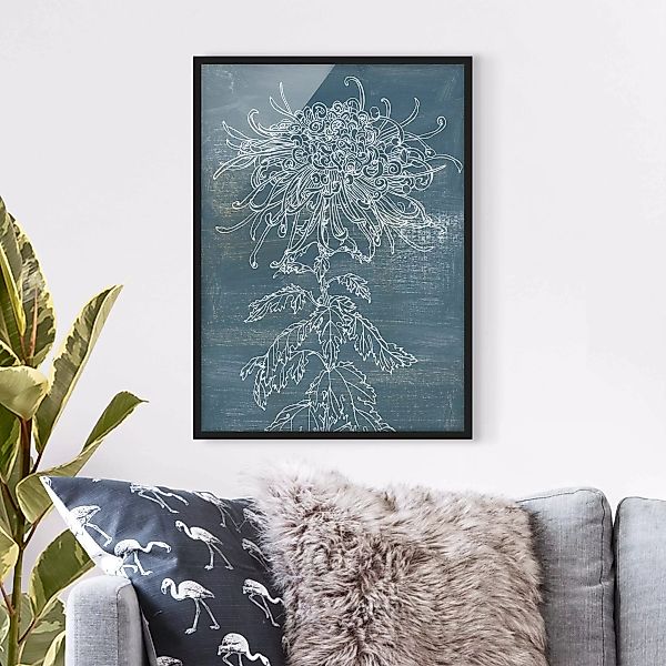 Bild mit Rahmen Kunstdruck - Hochformat Indigo-Pflanzen I günstig online kaufen