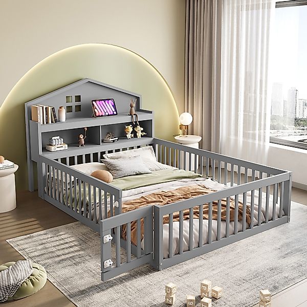 STILVORA Kinderbett 140x200 Babybett mit Hausleiste günstig online kaufen