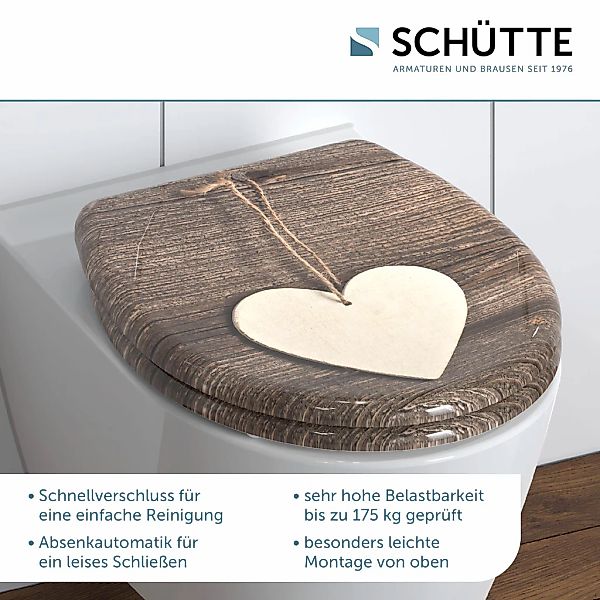 Schütte WC-Sitz "Wood Heart", Duroplast, mit Absenkautomatik und Schnellver günstig online kaufen