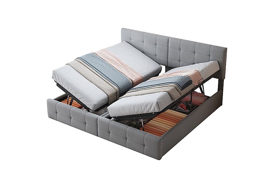 Flieks Polsterbett, Hydraulisches Stauraumbett trennbares Doppelbett 180x20 günstig online kaufen