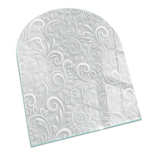 Tulup Glasplatte für Kamin Elegantes Pflanzenmuster Glasplatte unter Kamin günstig online kaufen