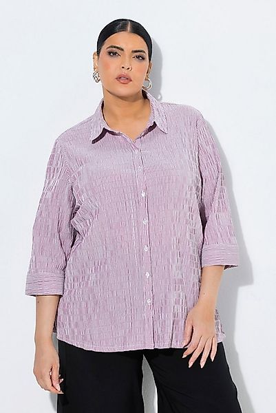 Ulla Popken Hemdbluse Bubble-Bluse Streifen Hemdkragen 3/4-Arm günstig online kaufen