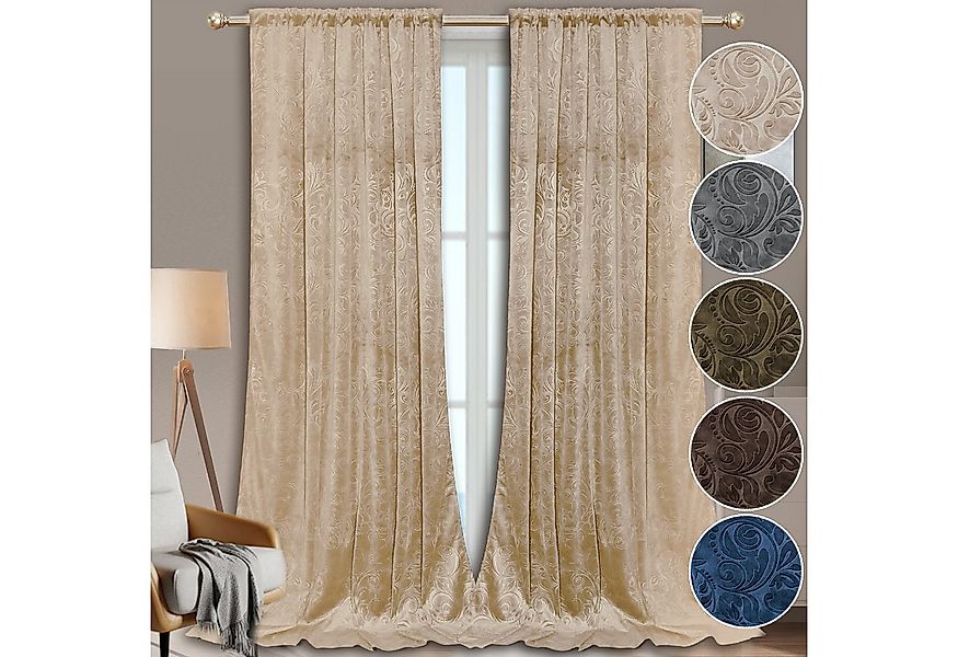 Rosnek Vorhang Luxuriöser, geblümter Samt, für Wohnzimmer Schlafzimmer Deko günstig online kaufen