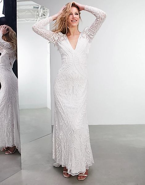 ASOS EDITION – Selena – Brautkleid mit verschiedenen Verzierungen-Weiß günstig online kaufen