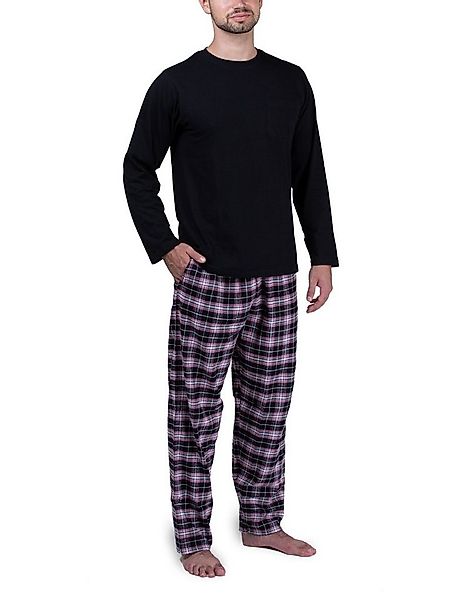 Moonline Pyjama Herren Schlafanzug mit Flanellhose günstig online kaufen