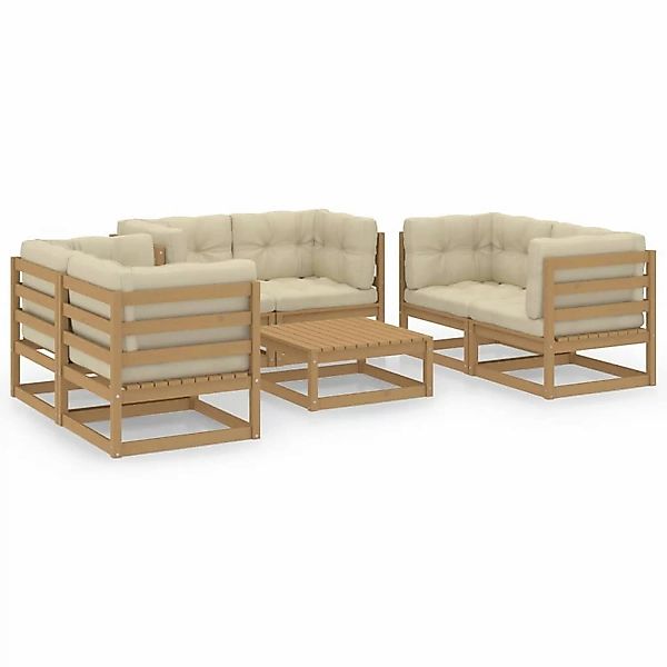 7-tlg. Garten-lounge-set Mit Kissen Kiefer Massivholz günstig online kaufen