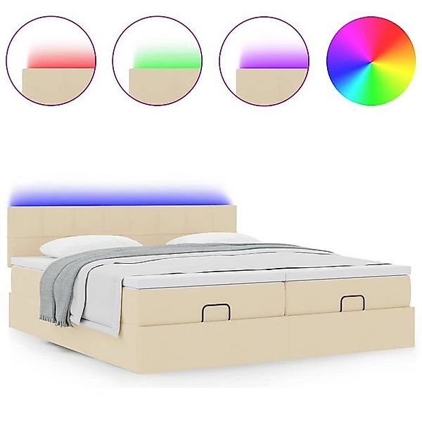 vidaXL Bett Ottoman-Bett mit Matratzen & LEDs Creme 200x200 cm Stoff günstig online kaufen