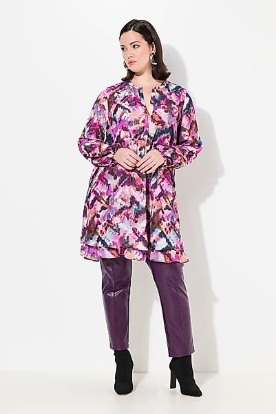 Ulla Popken Tunika Longtunika Pixeldruck Tunika-Ausschnitt günstig online kaufen
