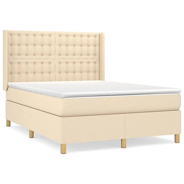 vidaXL Boxspringbett Boxspringbett mit Matratze Creme 140x200 cm Stoff Bett günstig online kaufen