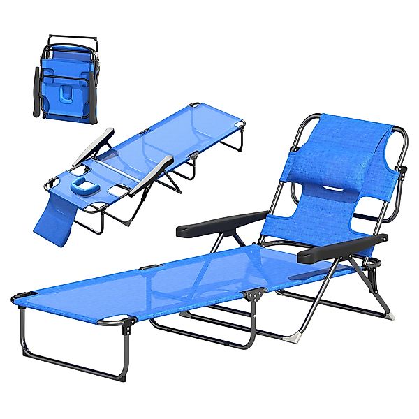 Outsunny Sonnenliege klappbar Gartenliege mit Lesefenster, Kopfkissen, Lieg günstig online kaufen