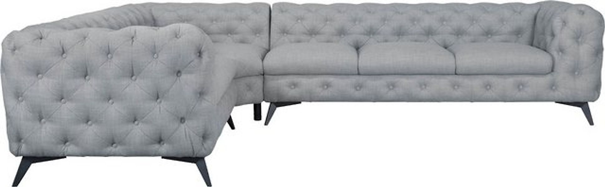 Leonique Chesterfield-Sofa Ecksofa GLYNIS L-Form mit Wellenunterfederung, M günstig online kaufen