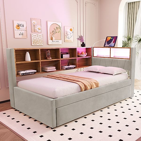 STILVORA Schlafsofa Polsterbett 90×200 mit Ausziehbett günstig online kaufen