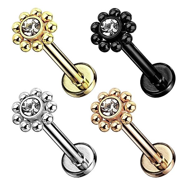 Taffstyle Piercing-Set Labret Monroe Piercing Zirkonia Blume Innengewinde S günstig online kaufen