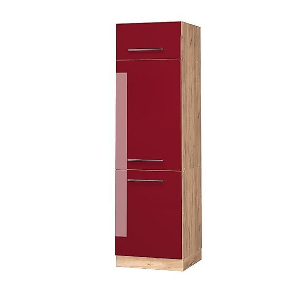 Vicco Kühlumbauschrank Fame-Line, Bordeaux Hochglanz/Goldkraft Eiche, günstig online kaufen