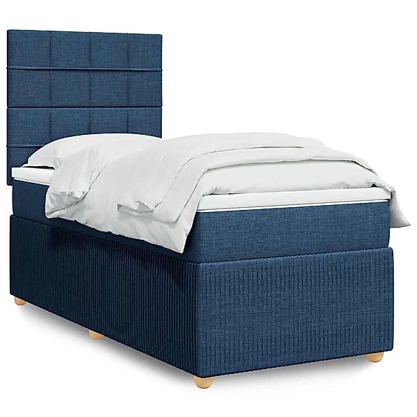 vidaXL Boxspringbett mit Matratze Blau 90x190 cm Stoff 3294217 günstig online kaufen