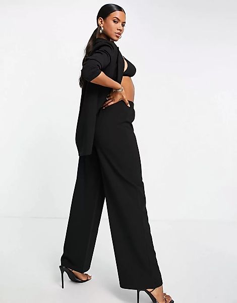 ASOS DESIGN – Locker geschnittene Jersey-Hose in Schwarz mit weitem Bein günstig online kaufen