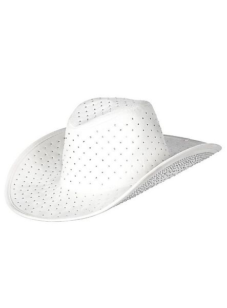 Metamorph Cowboy-Kostüm Cowboyhut mit Glitzersteinen weiß, Bling-Bling stat günstig online kaufen