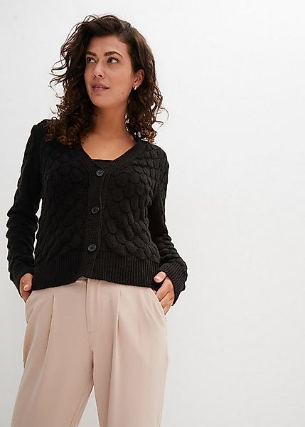 bonprix Ajourstrickjacke Loose Fit, luftiges Strickmuster, mit Knopfleiste günstig online kaufen