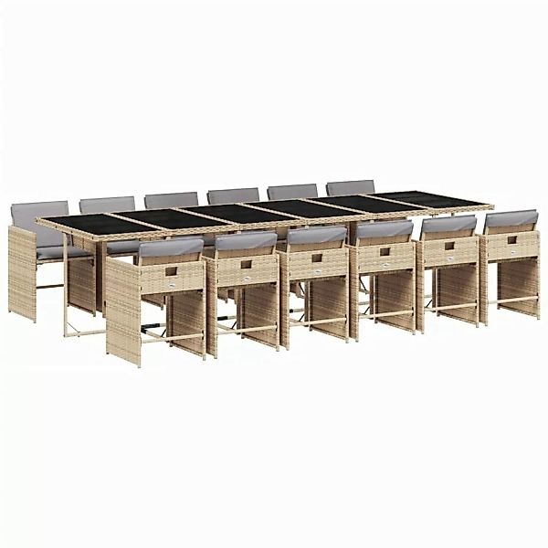 vidaXL 13-Tlg Garten-Essgruppe mit Kissen Beigemischung Poly Rattan 3211128 günstig online kaufen