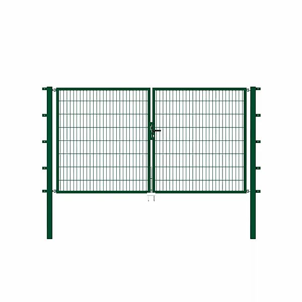 Metallzaun Doppeltor für Doppelstabmatte Grün z. Einbetonieren 140 cm x 300 günstig online kaufen