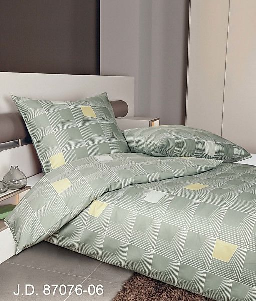 Janine Janine Mako-Satin Bettwäsche J.D. 87076 salbeigrün limone Größe:  24 günstig online kaufen