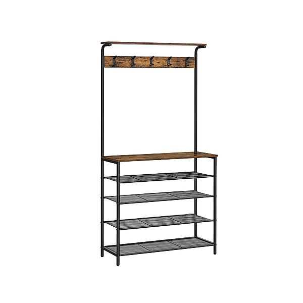 Vasagle Garderobenständer 5 Ebenen 32,2 cm x 80 cm x 182 cm Braun-Schwarz günstig online kaufen