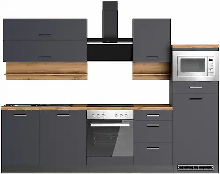 KOCHSTATION Küchenzeile »KS-Milan«, 280 cm breit, robuste Metallauszüge, vi günstig online kaufen