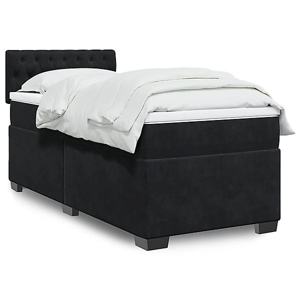 vidaXL Boxspringbett mit Matratze Schwarz Samt 3288773 günstig online kaufen