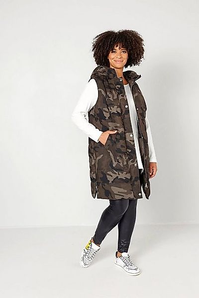 Angel of Style Steppweste Long-Steppweste Straight Fit Camouflage Kapuze günstig online kaufen