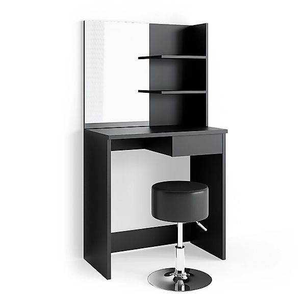 Vicco Schminktisch Dekos Schwarz 75 cm mit Hocker günstig online kaufen