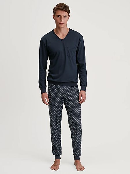 CALIDA Schlafanzug "Relax Streamline", (2 tlg.), mit V-Neck und Bündchen günstig online kaufen