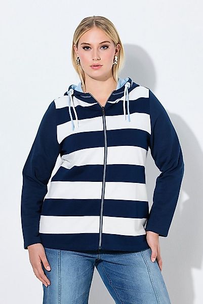 Ulla Popken Sweatjacke Sweatjacke Streifen Kapuze Langarm günstig online kaufen