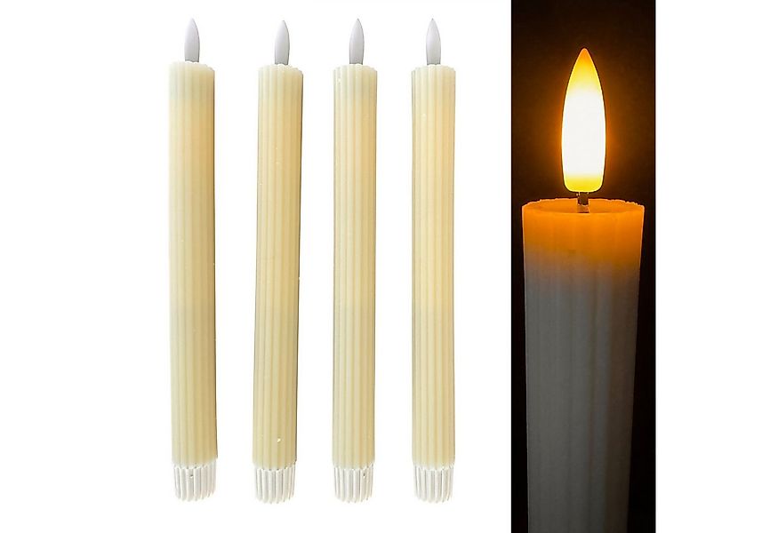 Online-Fuchs LED-Kerze 4 moderne LED Stabkerzen im Set aus Echtwachs mit Ti günstig online kaufen