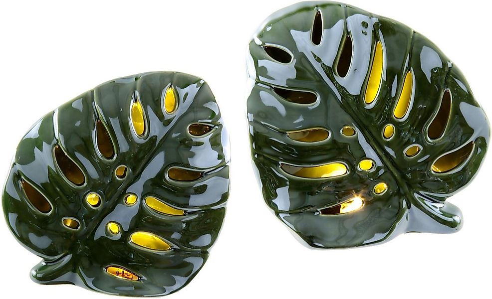 I.GE.A. Windlicht Blatt mit LED-Licht, 2er Set günstig online kaufen