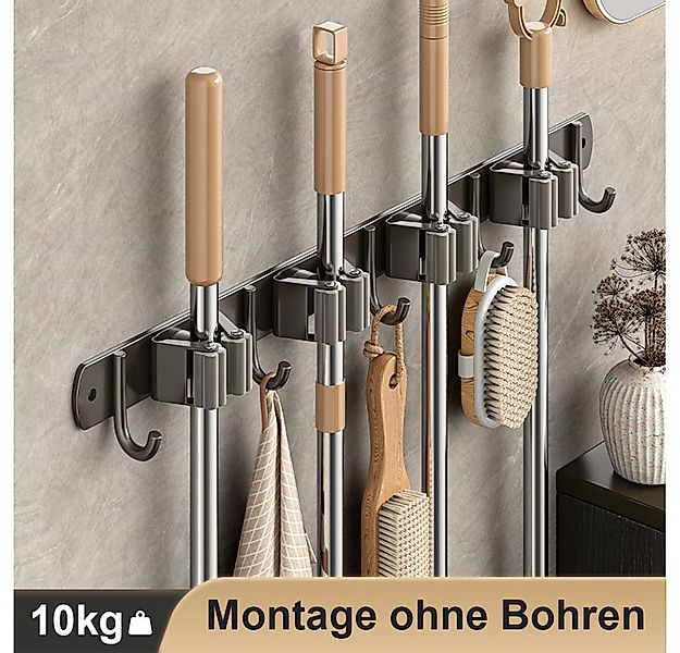 Fanttik Wandhaken Besenhalterung Wand mit 4 Halter und 5 Haken Gartengeräte günstig online kaufen