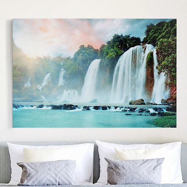 Leinwandbild Wasserfall - Querformat Wasserfallpanorama günstig online kaufen