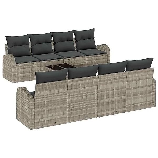 vidaXL Gartensofa-set 9-Tlg Hellgrau und Dunkelgrau Poly-Rattan 3354641 günstig online kaufen