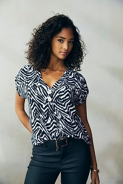 LASCANA Schlupfbluse mit Zebraprint und modischen Knöpfen, Kurzarmbluse, so günstig online kaufen