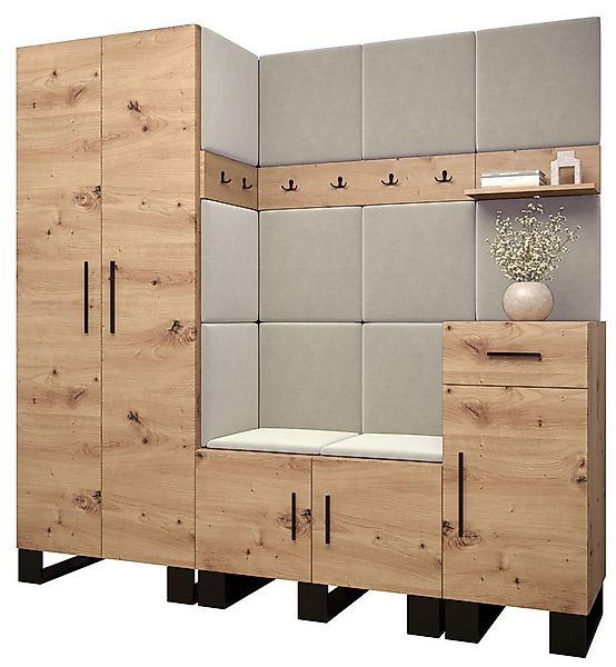 ABIKS MÖBEL Garderoben-Set ARTIN Set 1 Garderobe mit gepolsterten Paneelen, günstig online kaufen