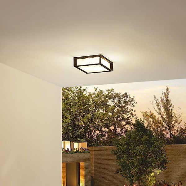 Lindby Außenwandleuchte Sivana, schwarz, Alu, 26 cm x 26 cm günstig online kaufen