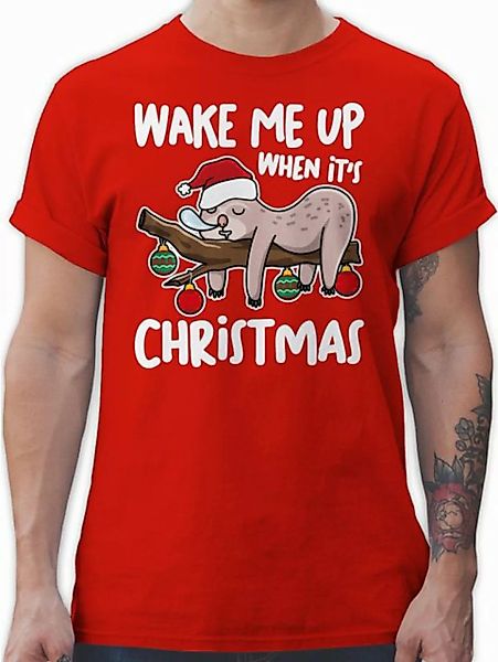 Shirtracer T-Shirt Wake me up when it's christmas - weiß Weihachten Kleidun günstig online kaufen