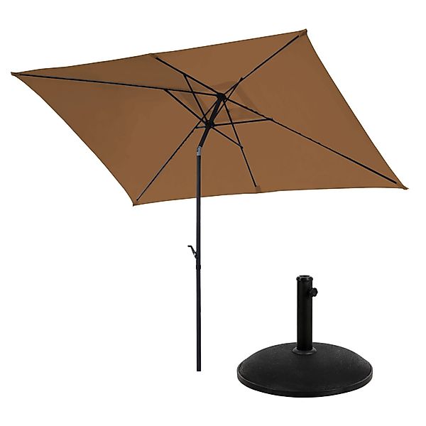 Svita Sonnenschirm Set Mit Schirmständer 3x2m Balkonschirm Rechteckig Taupe günstig online kaufen