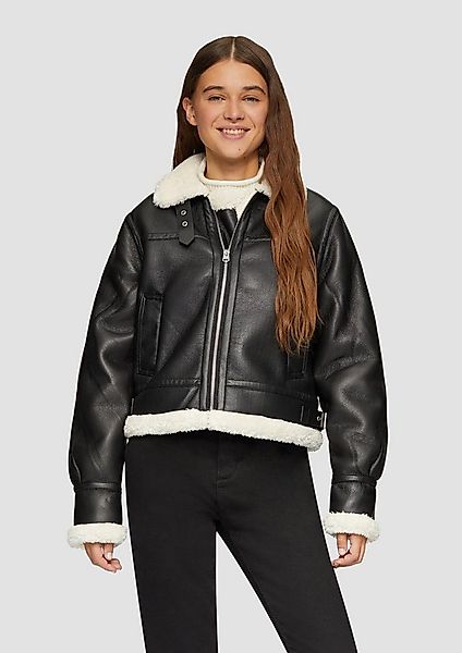 QS Winterjacke Outdoor-Jacke Verkürzte Jacke in Lammfelloptik günstig online kaufen