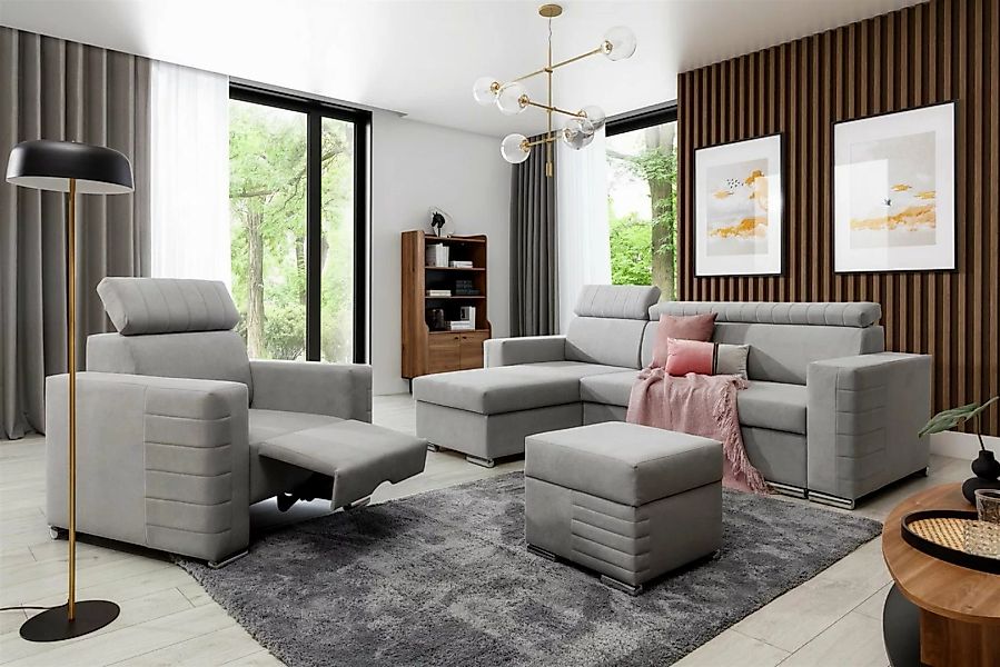 Fun Möbel Ecksofa Schlafsofa CANTON in Stoff inkl. Hocker und Sessel, Kopfs günstig online kaufen