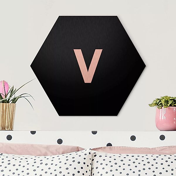 Hexagon-Alu-Dibond Bild Buchstaben Buchstabe Schwarz V günstig online kaufen