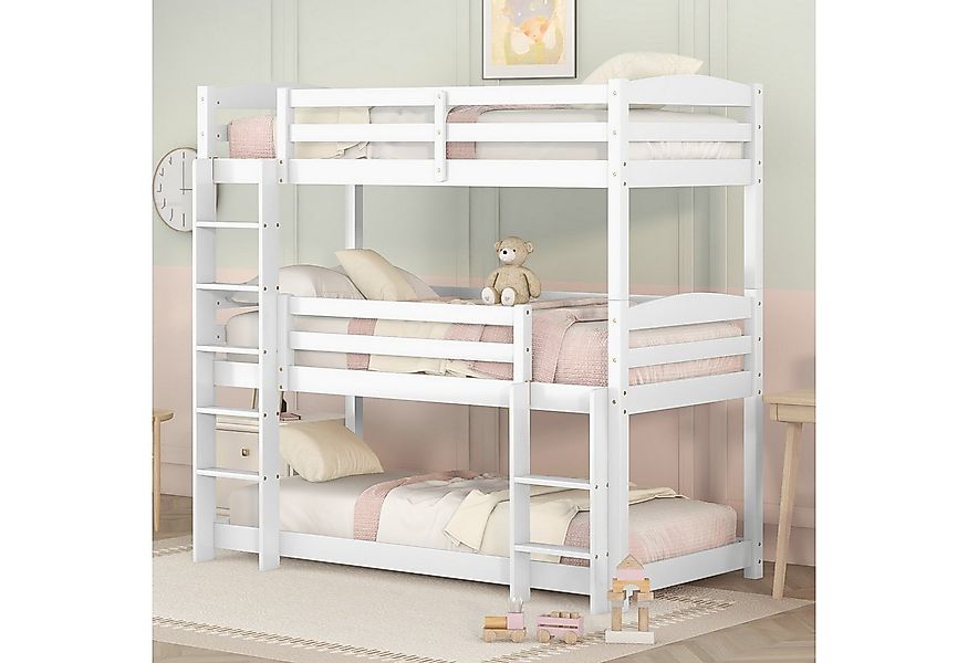 Flieks Etagenbett (mit 2 Leiter und 2 Set Lattenrost), Dreier-Etagenbett Ho günstig online kaufen