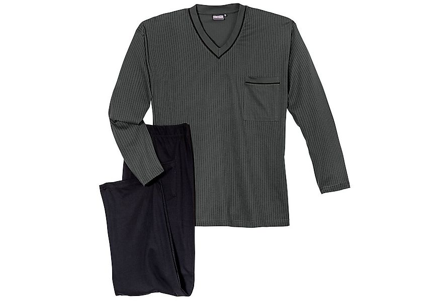 ADAMO Pyjama Adamo Pyjama dunkelgrau-schwarz gestreift Übergröße (2 tlg) günstig online kaufen