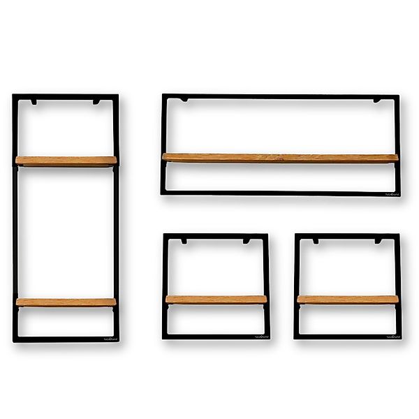 holz4home® Wandregal Natur Eiche mit Metallrahmen günstig online kaufen