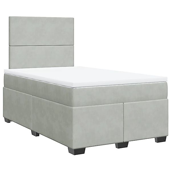 vidaXL Boxspringbett, Boxspringbett mit Matratze Hellgrau 120x200 cm Samt günstig online kaufen